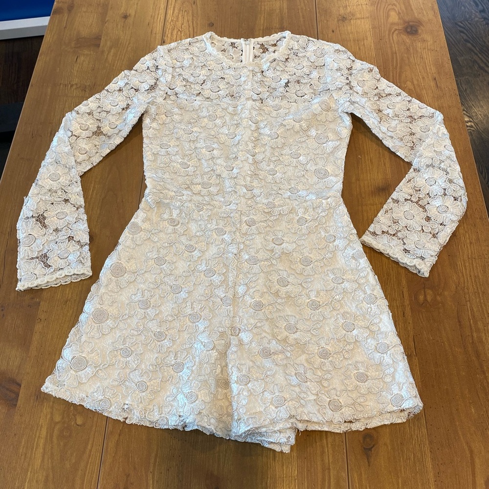 Alexie Long Sleeve Lace Romper off-white Pretty